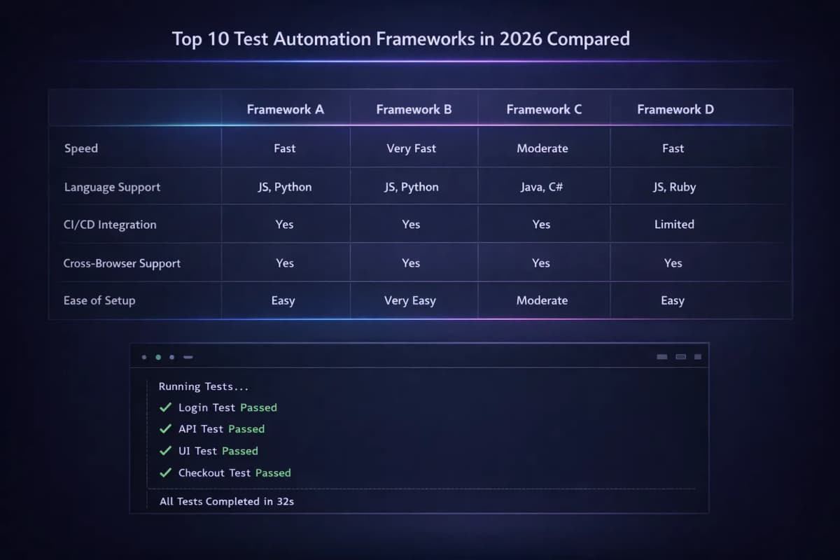 Cover Image for Top 10 Test Automation Frameworks in 2026 Compared